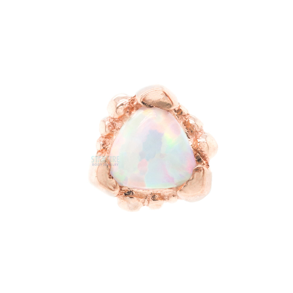Beaded Trillion Nostril Screw in Gold with Opal