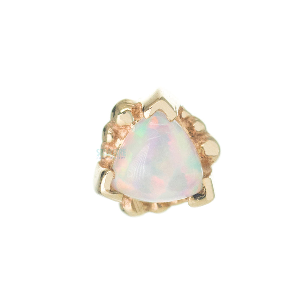Beaded Trillion Nostril Screw in Gold with Opal