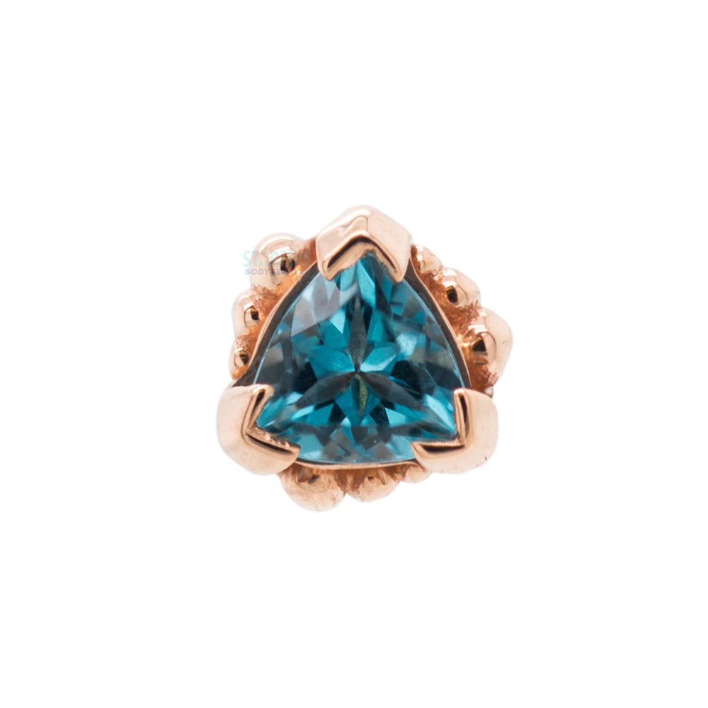Beaded Trillion Nostril Screw in Gold with Swiss Topaz