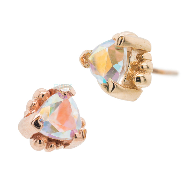 threadless: Beaded Trillion with Mercury Mist Topaz Pin in Gold