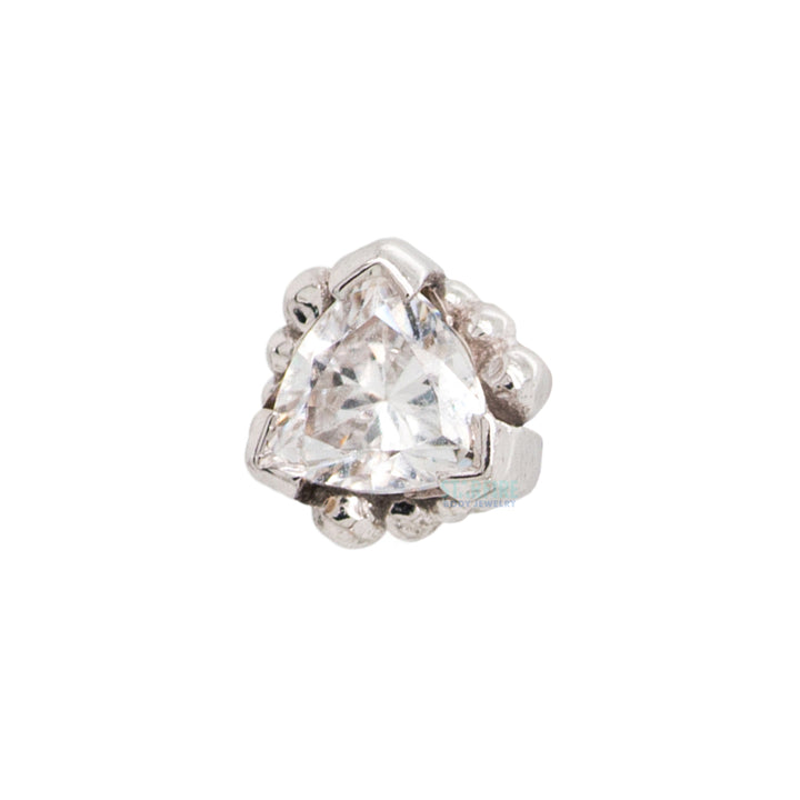 Beaded Trillion Threaded End in Gold with White CZ