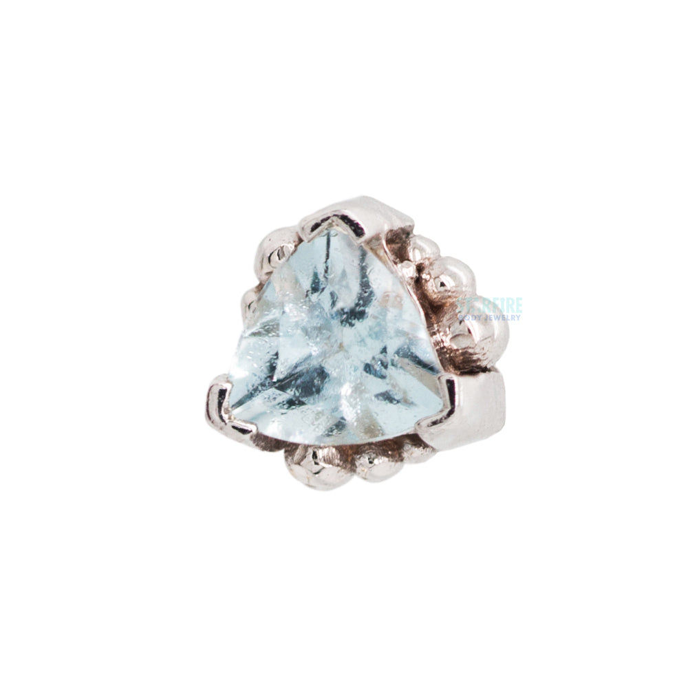 Beaded Trillion Threaded End in Gold with Aquamarine