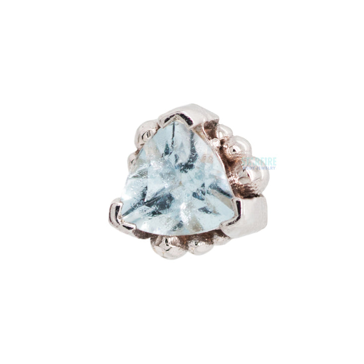 Beaded Trillion Threaded End in Gold with Aquamarine