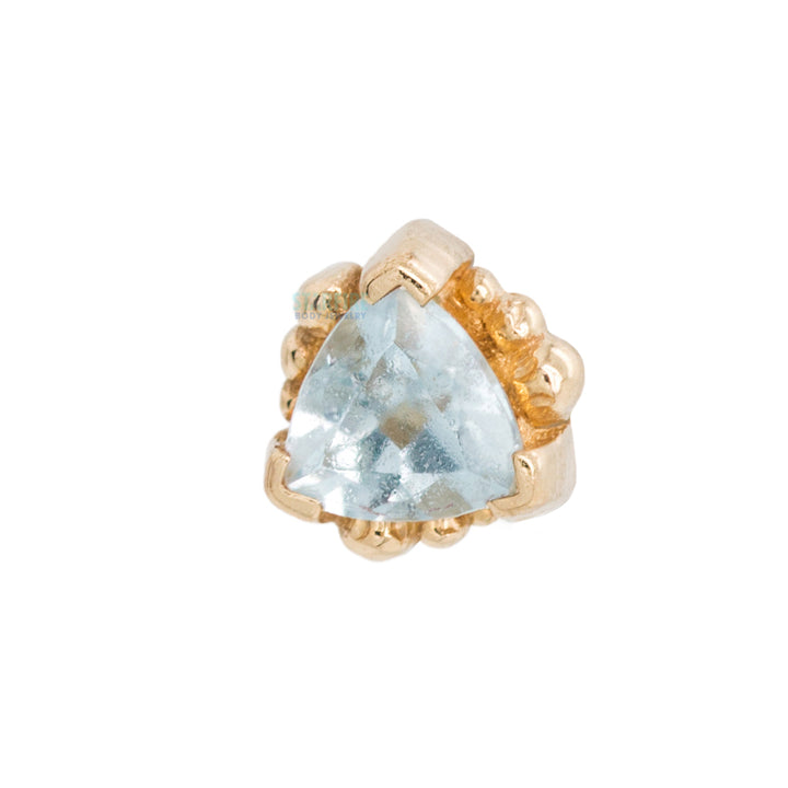Beaded Trillion Threaded End in Gold with Aquamarine