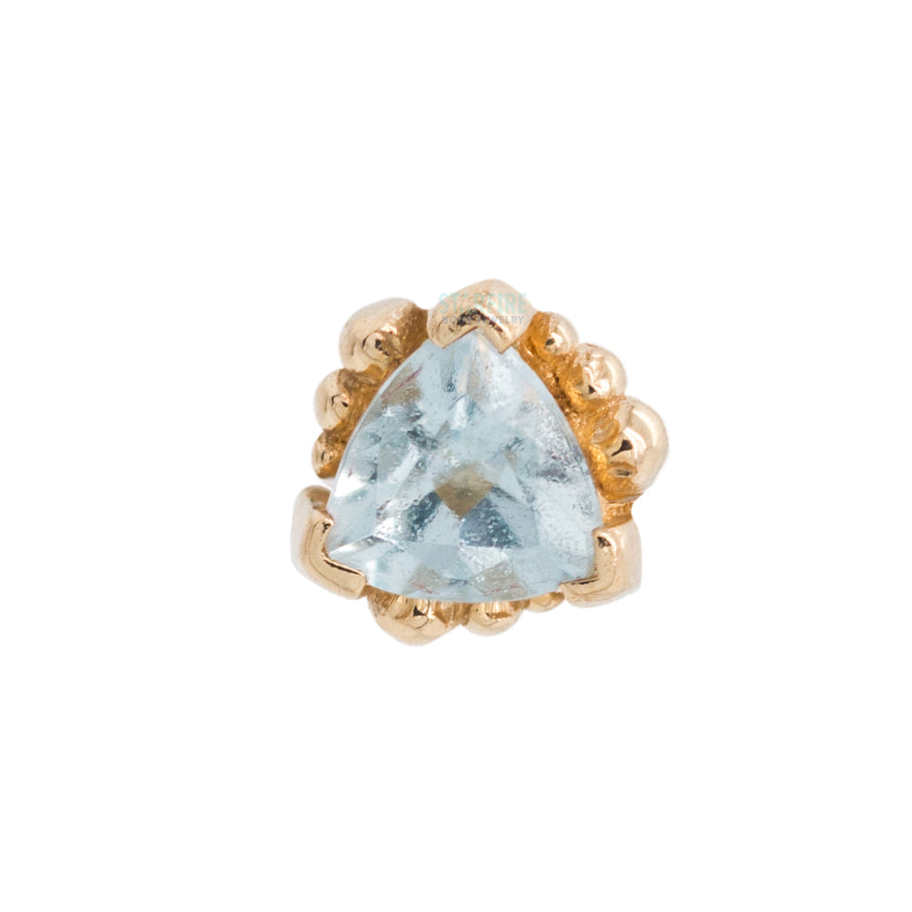 Beaded Trillion Threaded End in Gold with Aquamarine