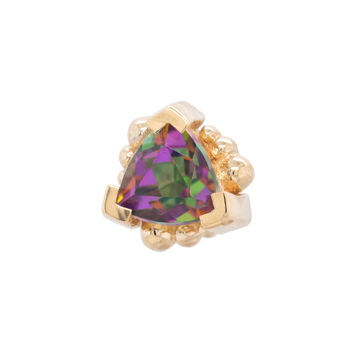 Beaded Trillion Threaded End in Gold with Mystic Topaz