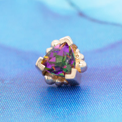 Beaded Trillion Threaded End in Gold with Mystic Topaz