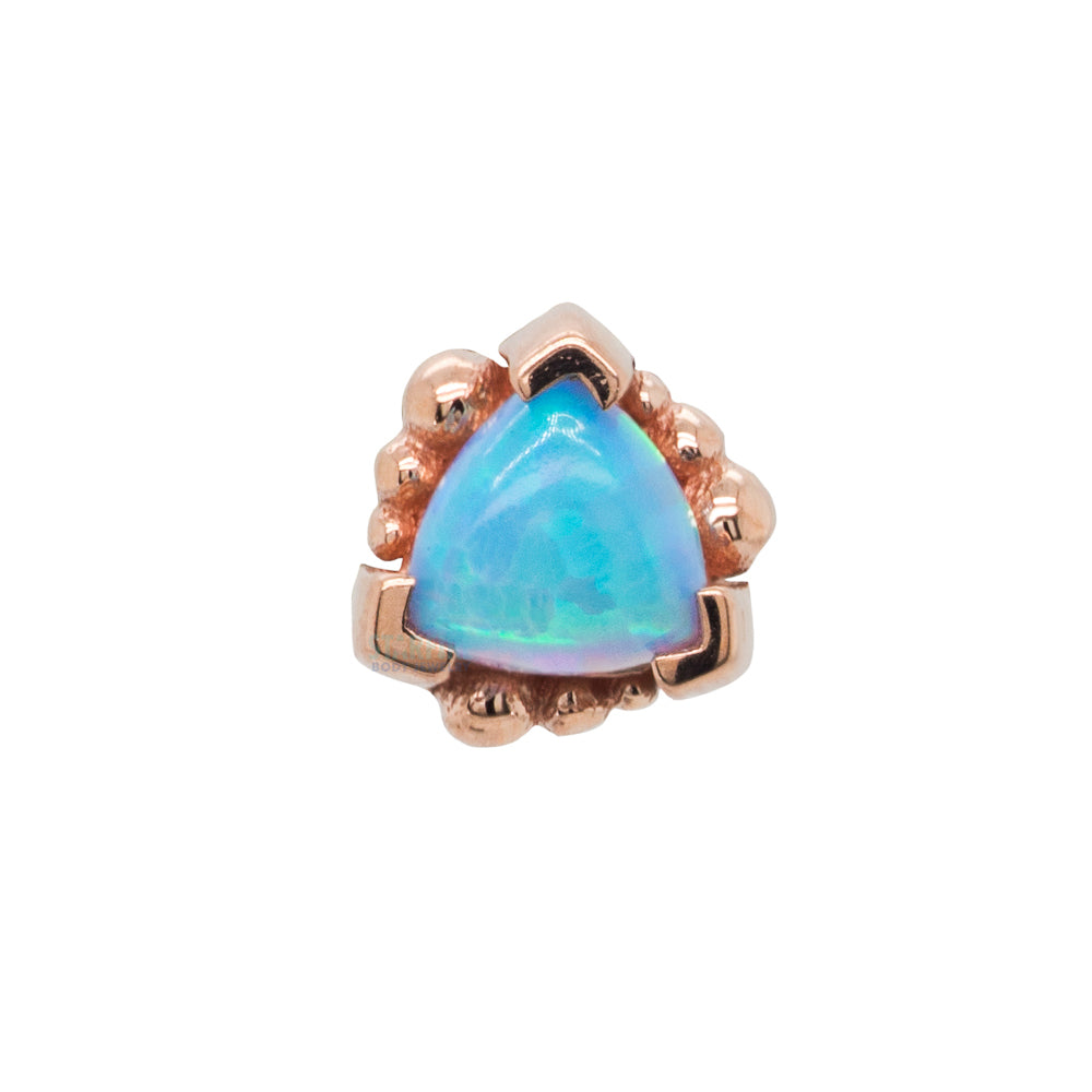 Beaded Trillion Threaded End in Gold with Opal