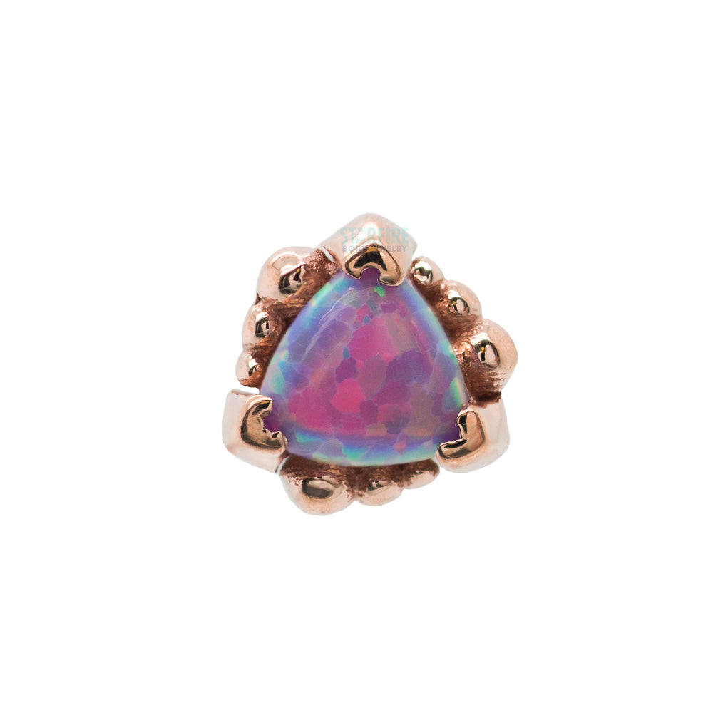 Beaded Trillion Threaded End in Gold with Opal