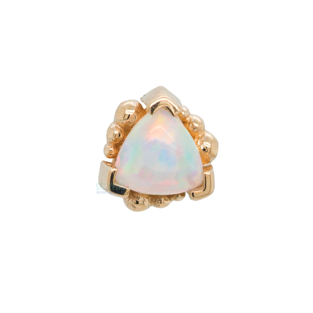 Beaded Trillion Threaded End in Gold with Opal