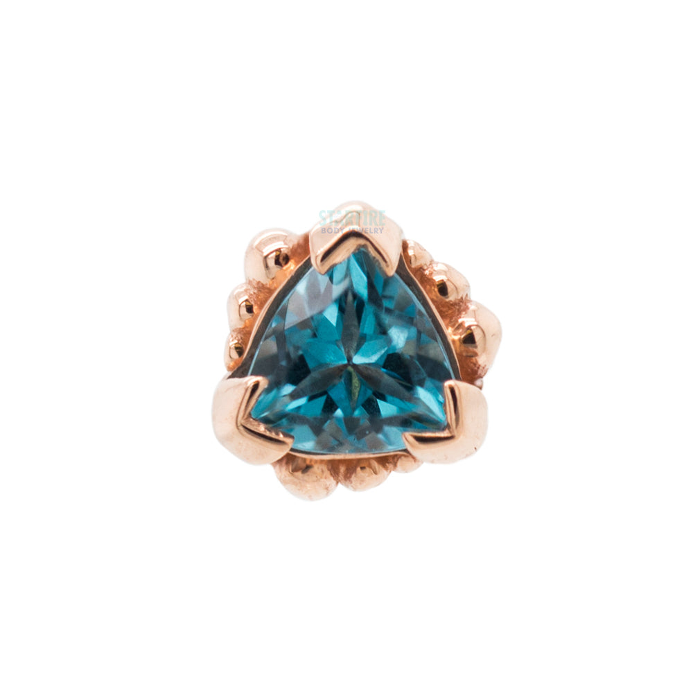 Beaded Trillion Threaded End in Gold with Swiss Blue Topaz