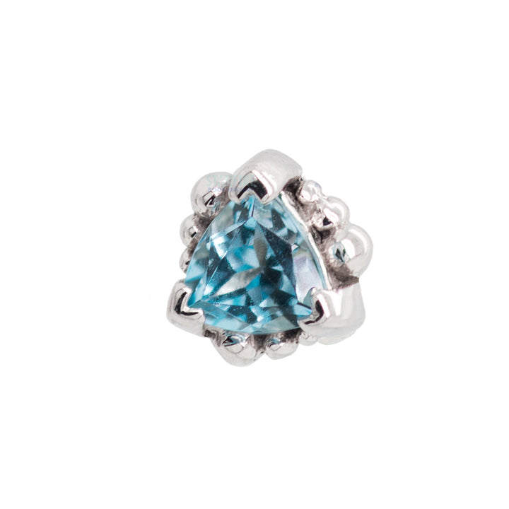 Beaded Trillion Threaded End in Gold with Swiss Blue Topaz