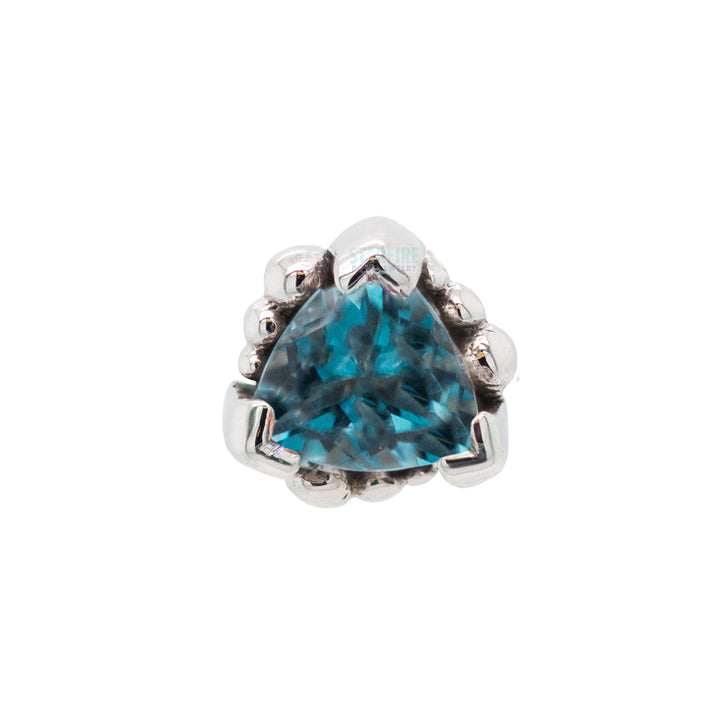 Beaded Trillion Threaded End in Gold with Swiss Blue Topaz