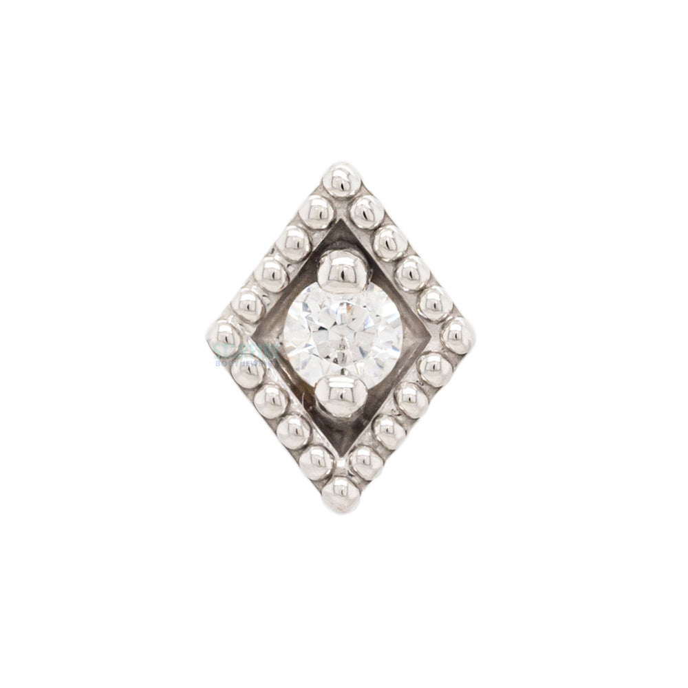 "Harlequin" Threaded End in Gold with White CZ