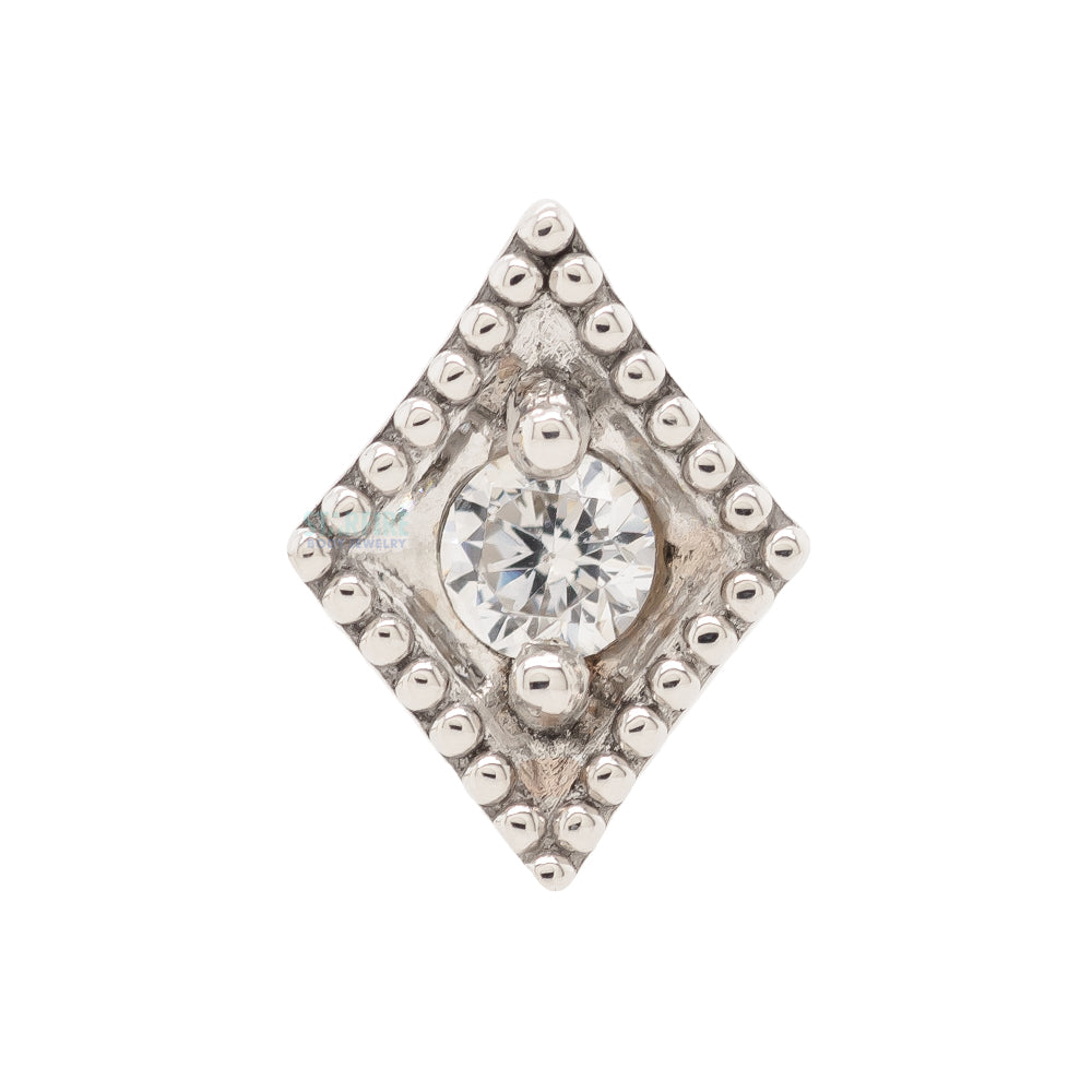 "Harlequin" Threaded End in Gold with White CZ