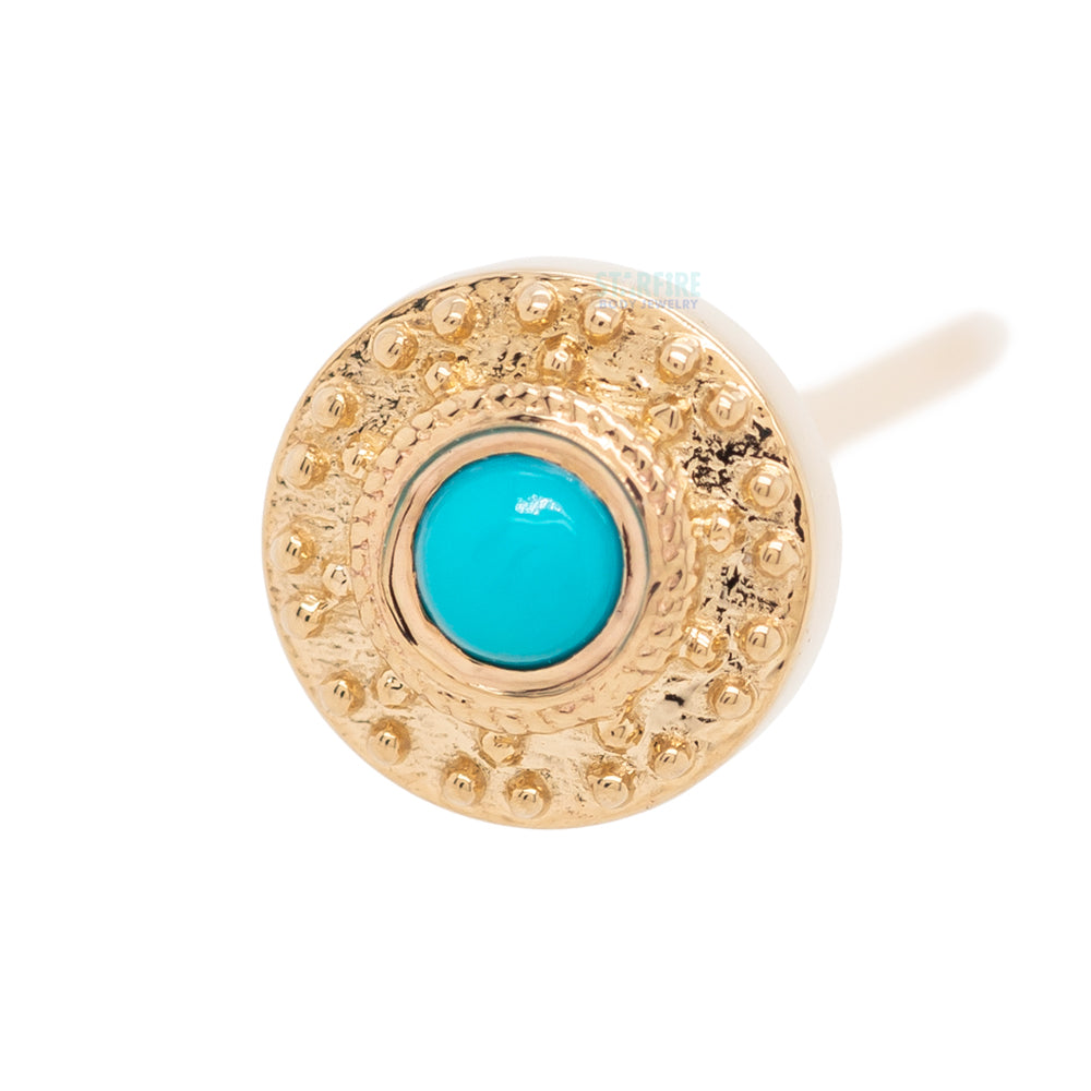 "Tiny Nanda" Nostril Screw in Gold with Turquoise