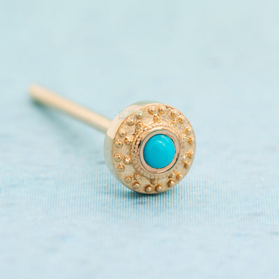 "Tiny Nanda" Nostril Screw in Gold with Turquoise