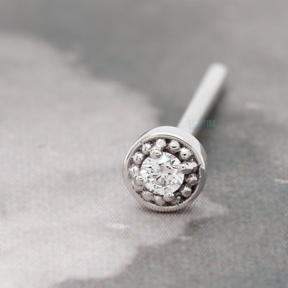 Milgrain Prong Nostril Screw in Gold with DIAMOND