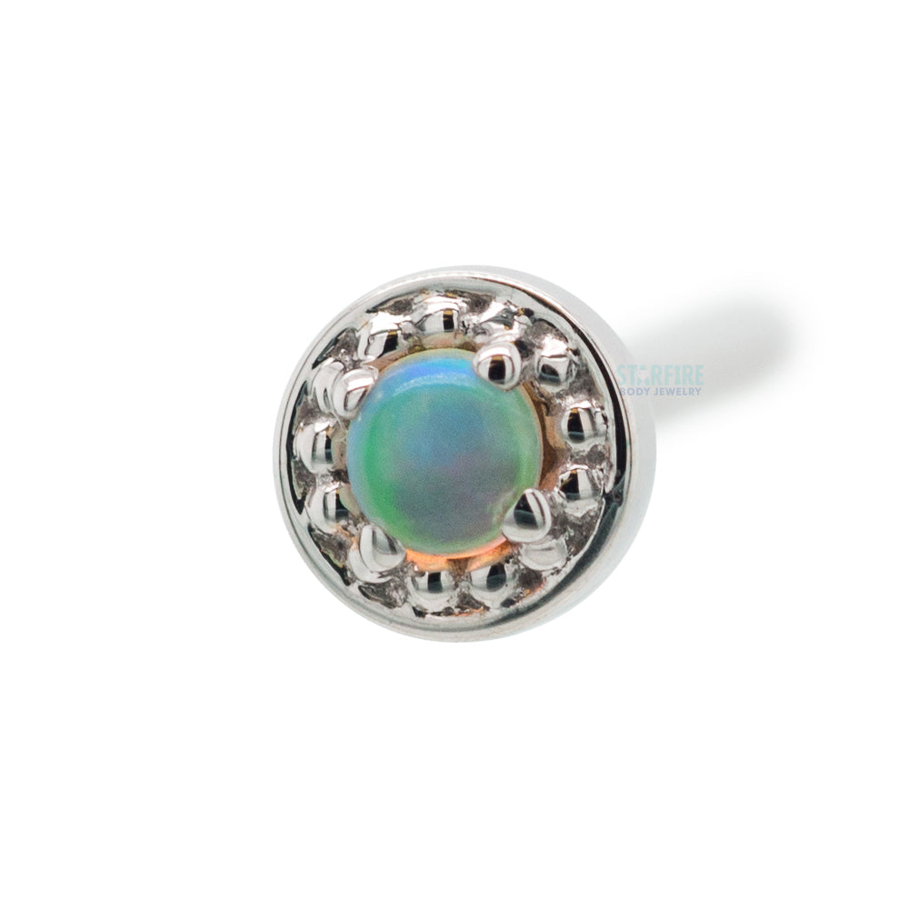Millgrain Prong Nostril Screw in Gold with Genuine White Opal