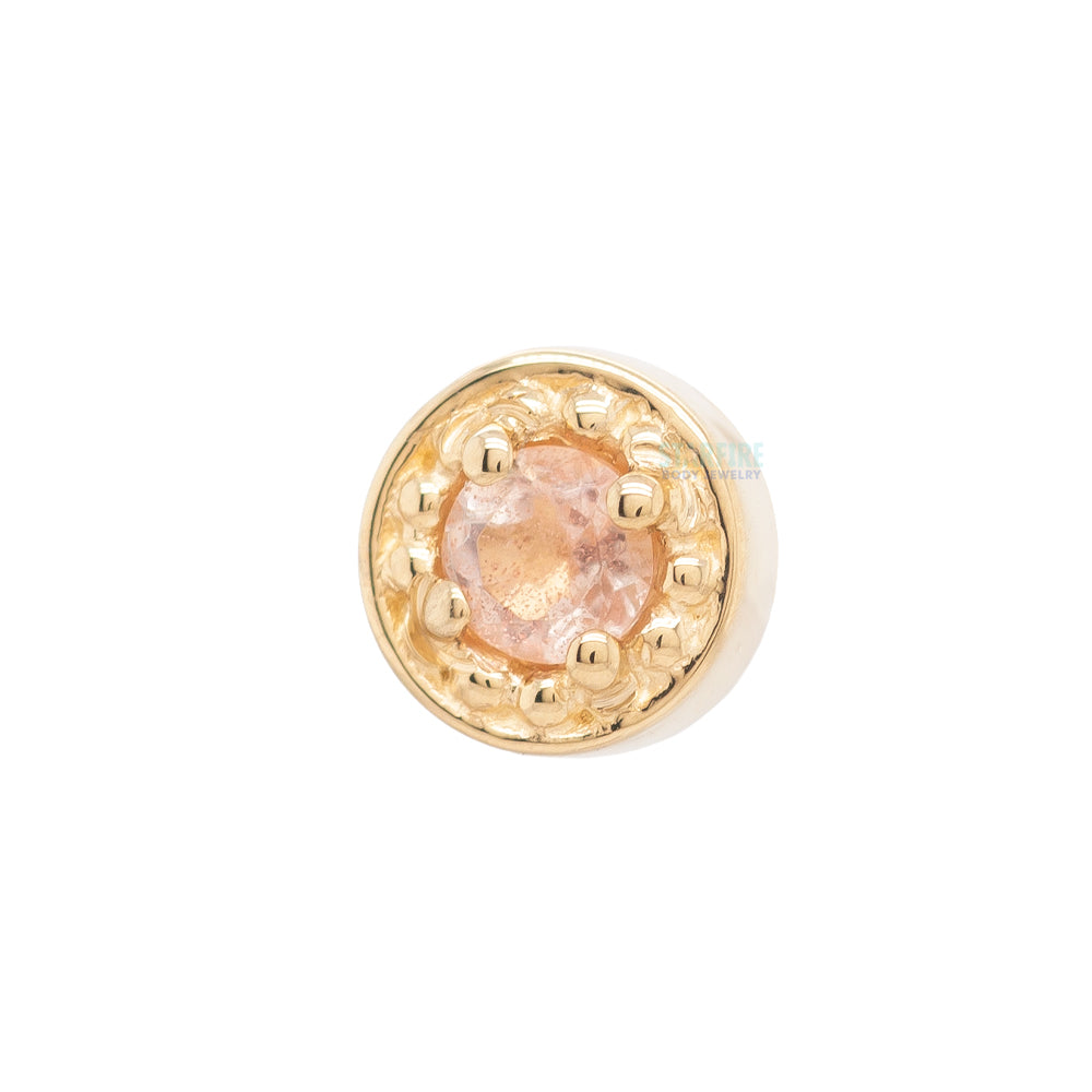 Millgrain Prong Threaded End in Gold with Oregon Sunstone