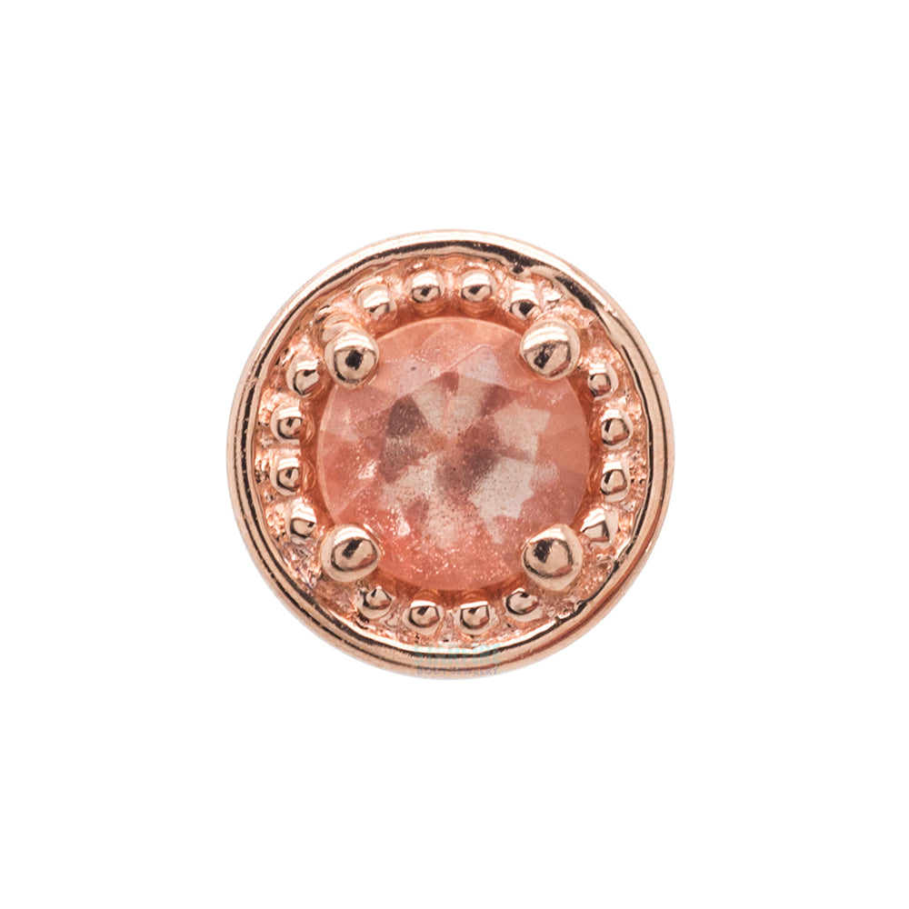 Milgrain Prong Threaded End in Gold & Platinum with Oregon Sunstone