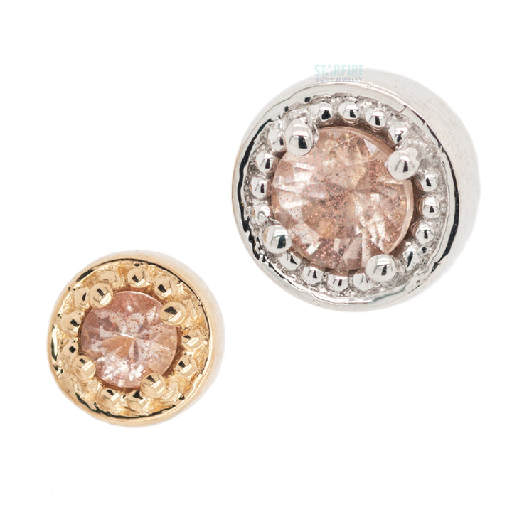 threadless: Milgrain Prong Pin in Gold & Platinum with Oregon Sunstone