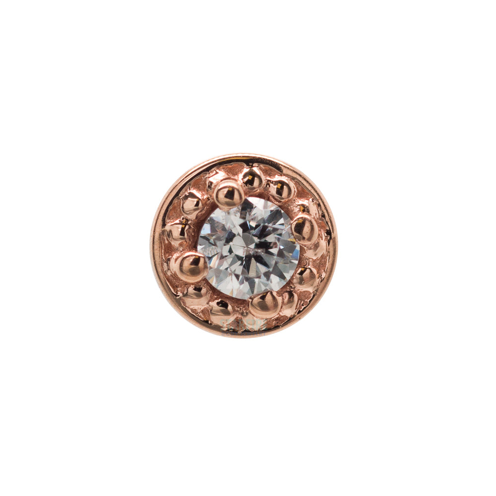threadless: Milgrain Prong Pin in Gold with White CZ