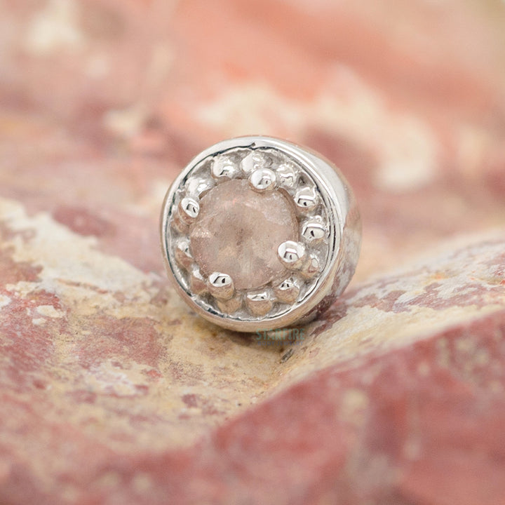 threadless: Milgrain Prong Pin in Gold & Platinum with Oregon Sunstone