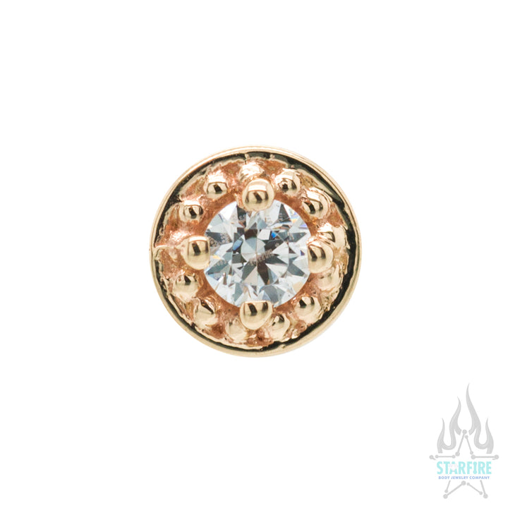 Milgrain Prong Nostril Screw in Gold with White CZ
