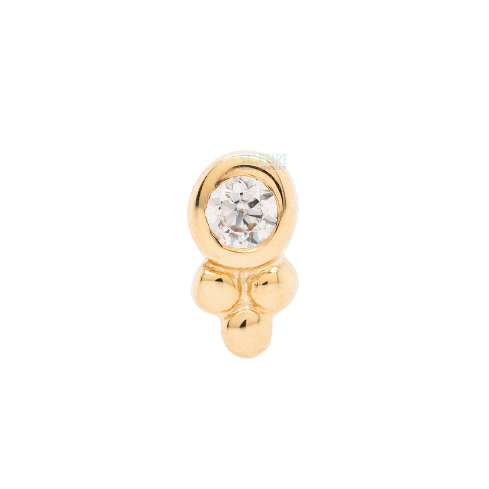 Bezel-Set with Tri Bead Cluster in Gold with White CZ - on flatback