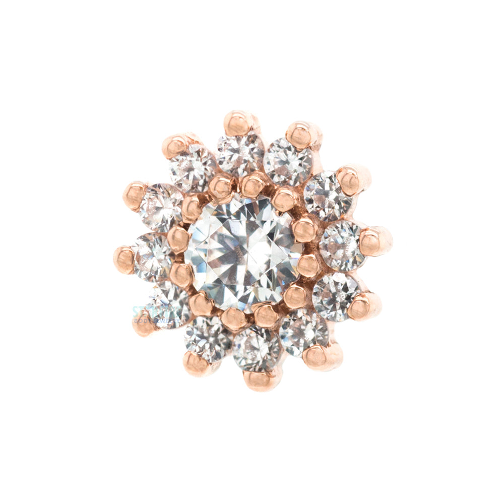 "The Rose" Threaded End in Gold with White CZ's