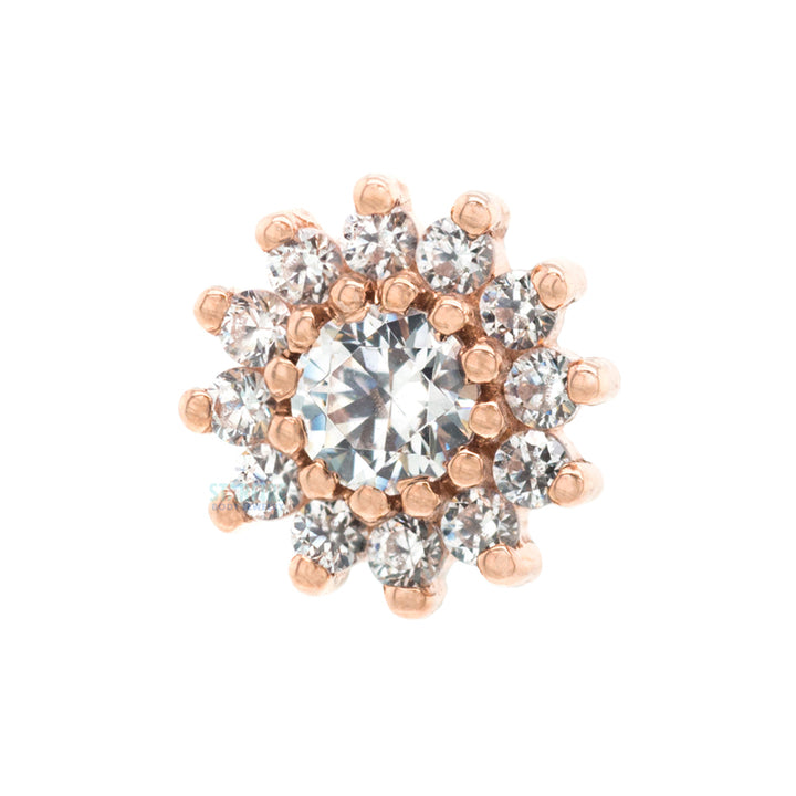 "The Rose" Threaded End in Gold with White CZ's