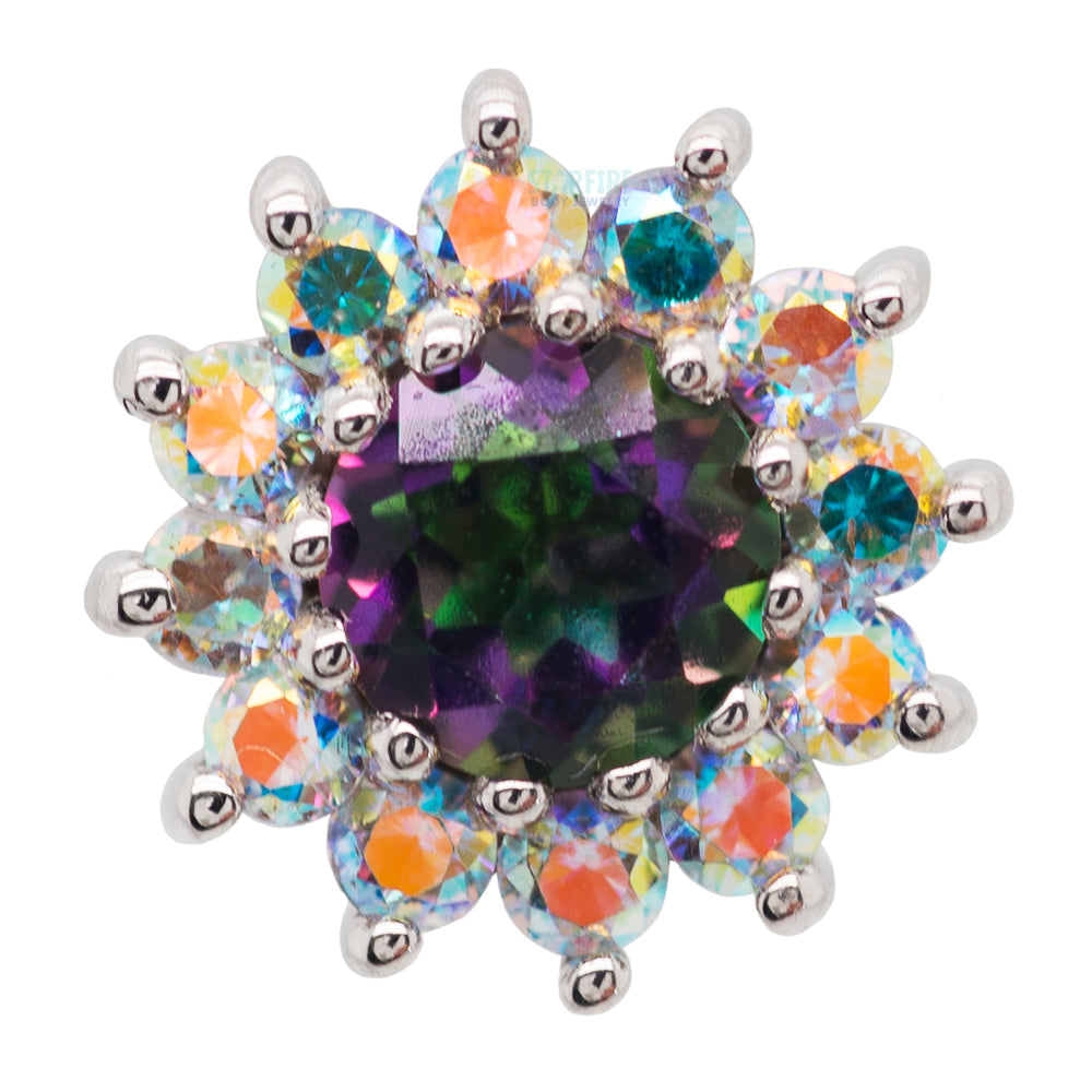 "The Rose" Threaded End in Gold with Mystic Topaz center & Mercury Mist Topaz' petals