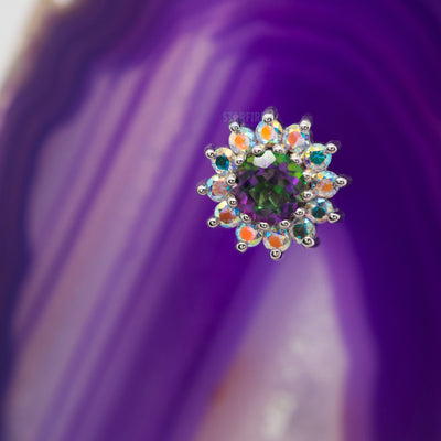 "The Rose" Threaded End in Gold with Mystic Topaz center & Mercury Mist Topaz' petals