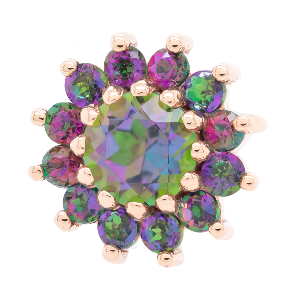 "The Rose" Threaded End in Gold with Mystic Topaz'