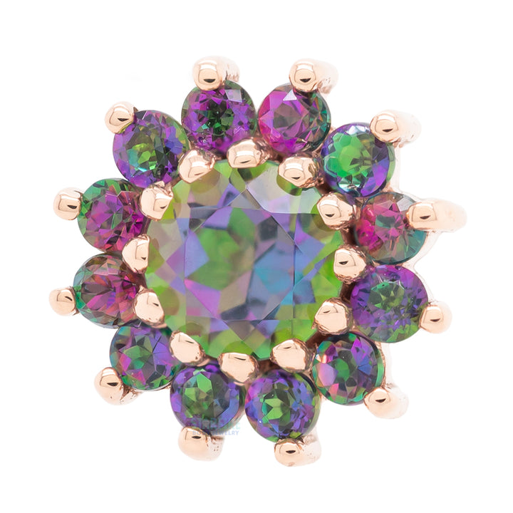 "The Rose" Threaded End in Gold with Mystic Topaz'