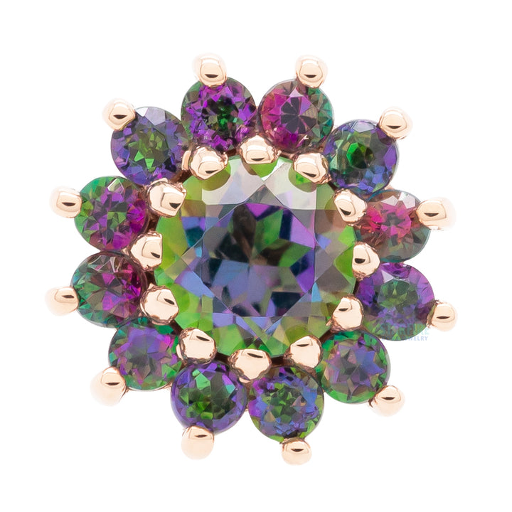 "The Rose" Threaded End in Gold with Mystic Topaz'