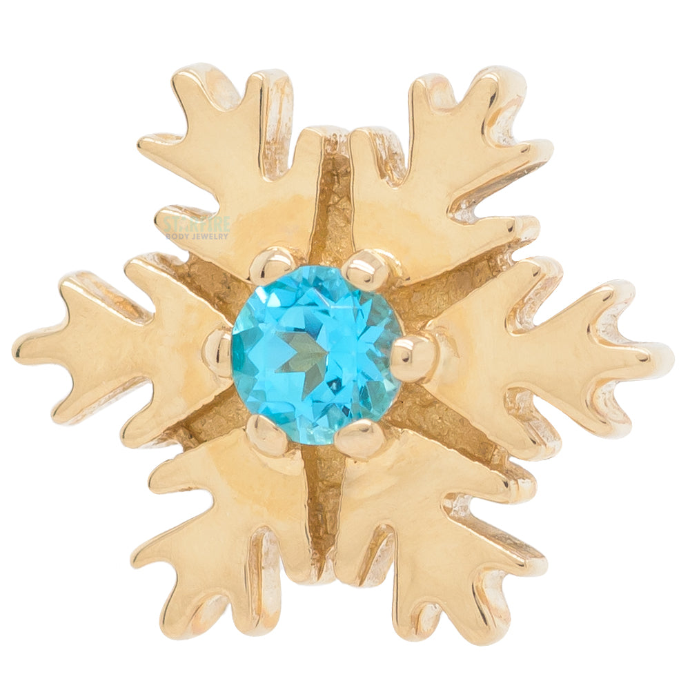 Snowflake Threaded End in Gold with Paraiba Topaz