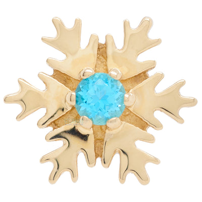 Snowflake Threaded End in Gold with Paraiba Topaz