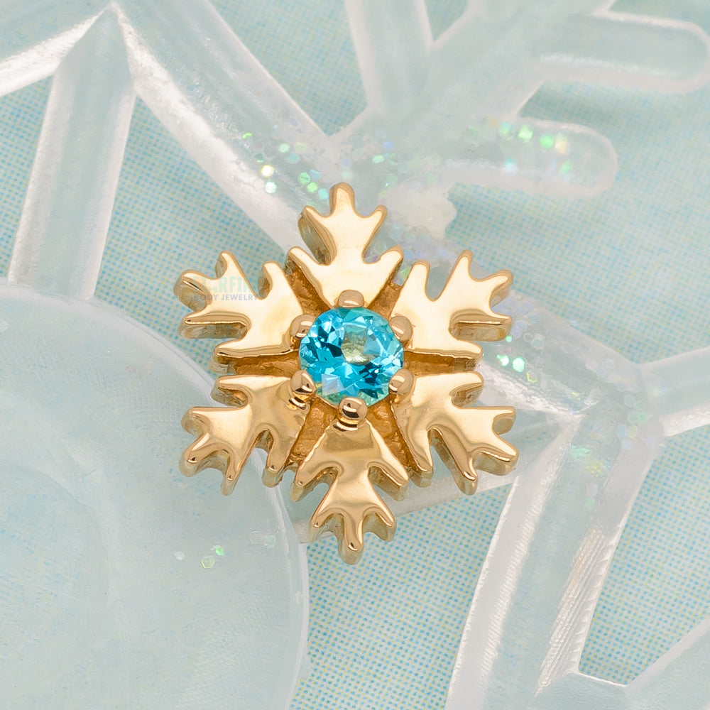 Snowflake Threaded End in Gold with Paraiba Topaz
