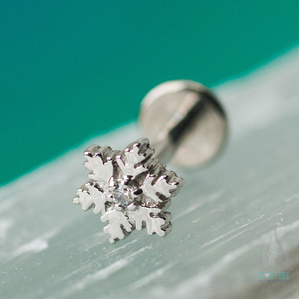 Snowflake in Gold with White CZ - on flatback