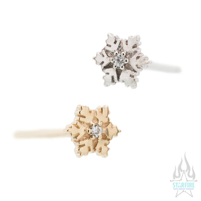 Snowflake Nostril Screw in Gold with White CZ
