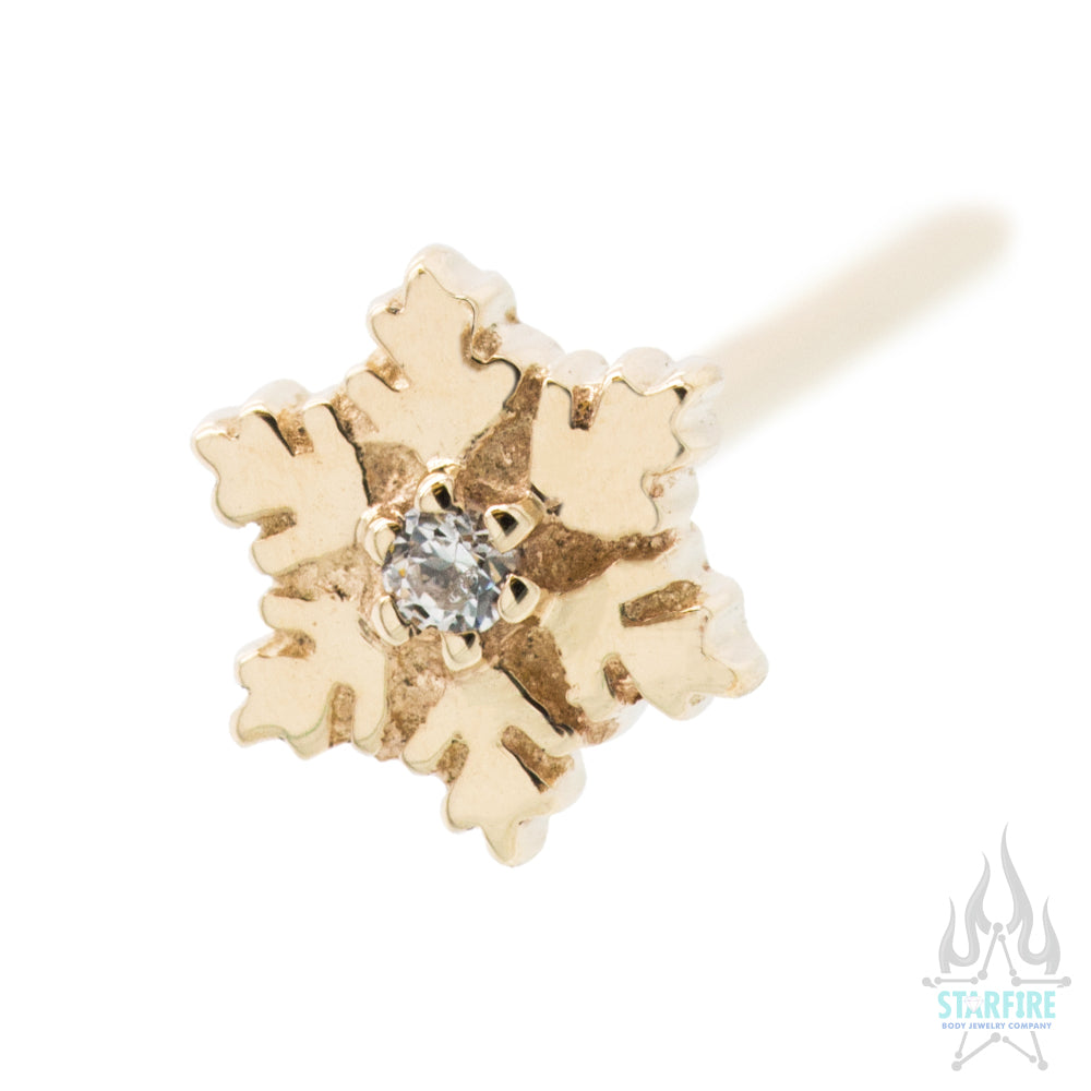 Snowflake Nostril Screw in Gold with White CZ