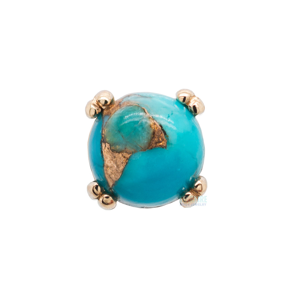 threadless: Copper Blue Turquoise Cabochon Prong Set Pin in Gold & Platinum