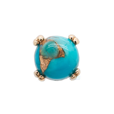 threadless: Copper Blue Turquoise Cabochon Prong Set Pin in Gold