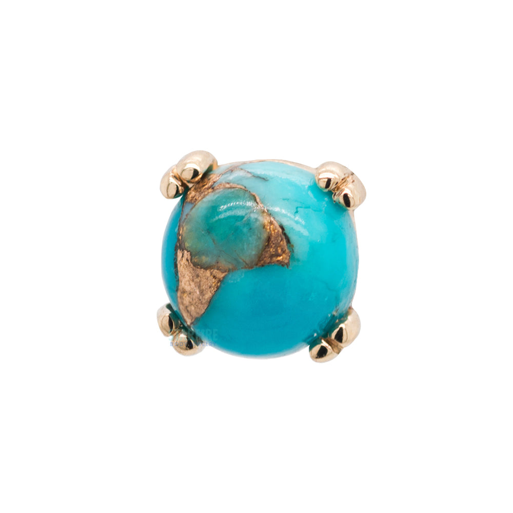 threadless: Copper Blue Turquoise Cabochon Prong Set Pin in Gold