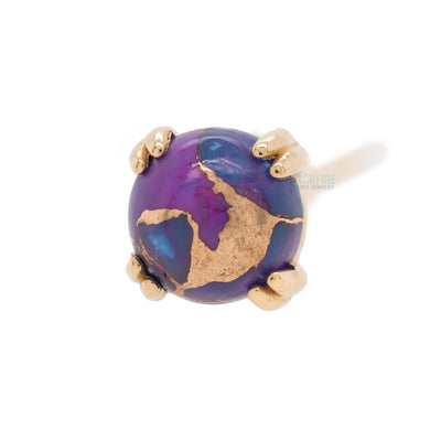 Copper Purple Turquoise Cabochon Nostril Screw Prong Set in Gold