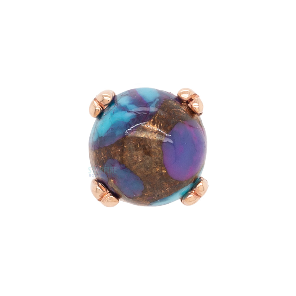threadless: Copper Purple Turquoise Cabochon Prong Set Pin in Gold