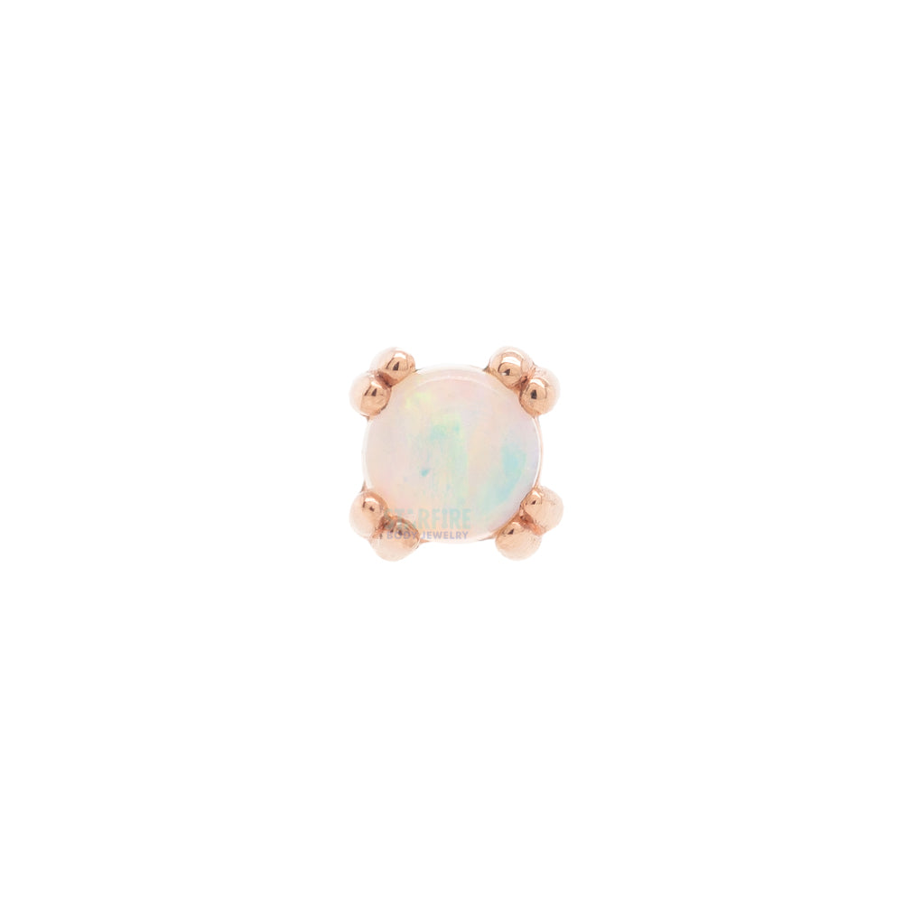 threadless: Genuine White Opal Cabochon Prong Set Pin in Gold & Platinum