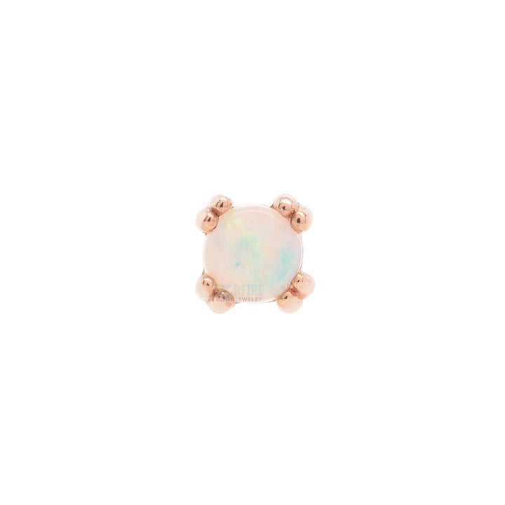 threadless: Genuine White Opal Cabochon Prong Set Pin in Gold & Platinum